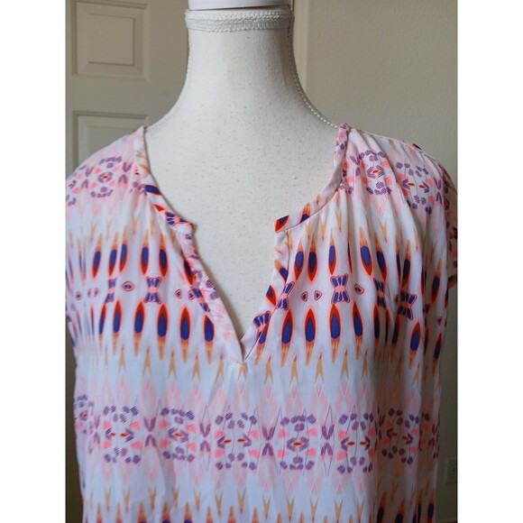 Stylus Women’s Semi Sheer Blouse V-neck Sleeveless High/Low Design Large Pink - Picture 6 of 12